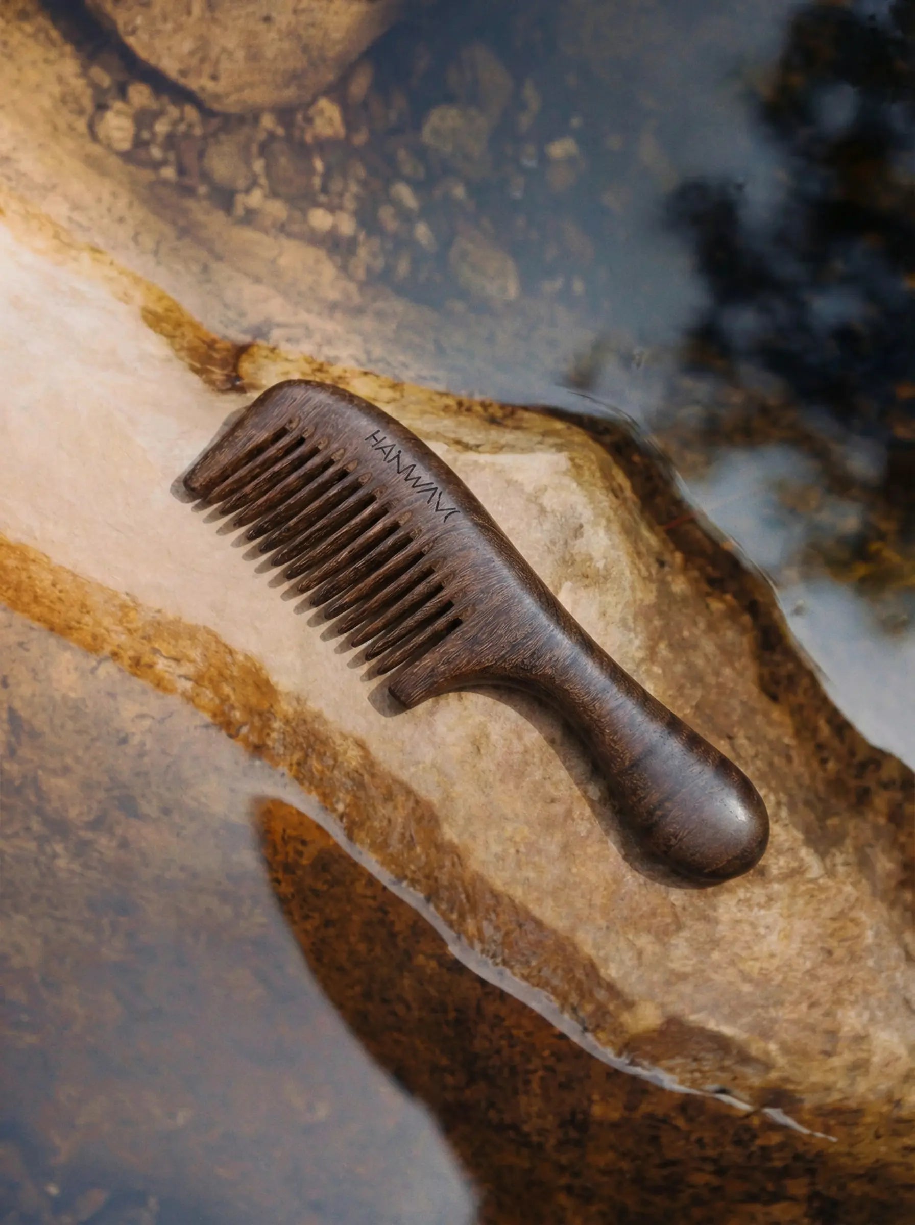 Wooden Fine-Tooth Comb for Normal Hair Styling and Scalp Massage Heol Cosmetics UG