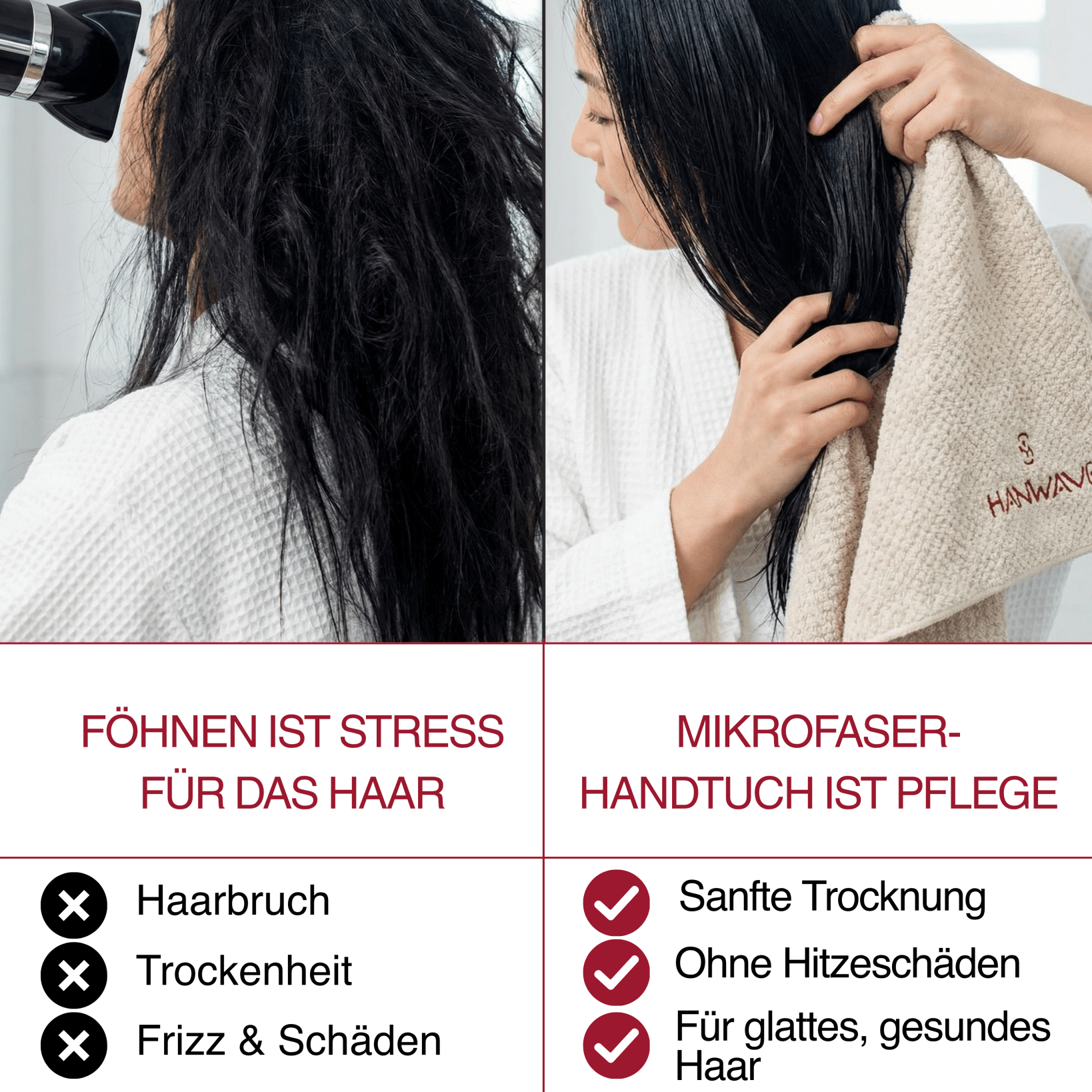 Fiber towel for fast drying hair - Heol Cosmetics UG