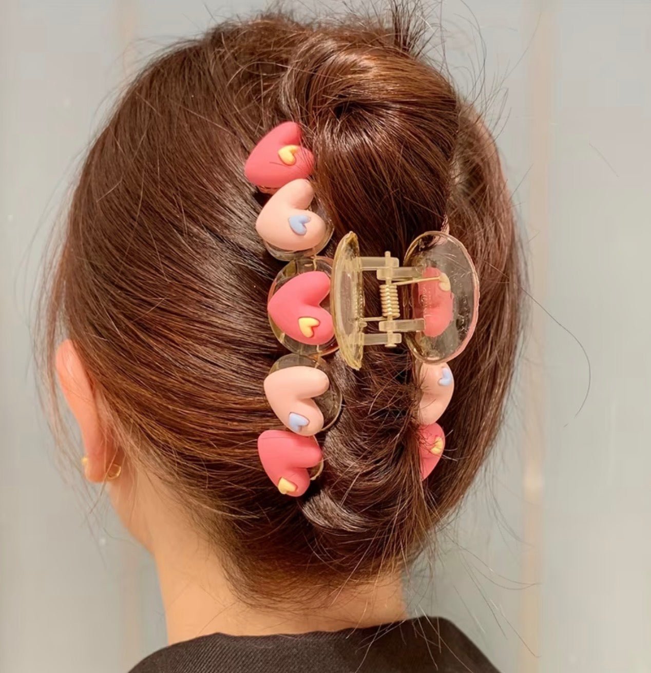 Heart shaped pink hair clips