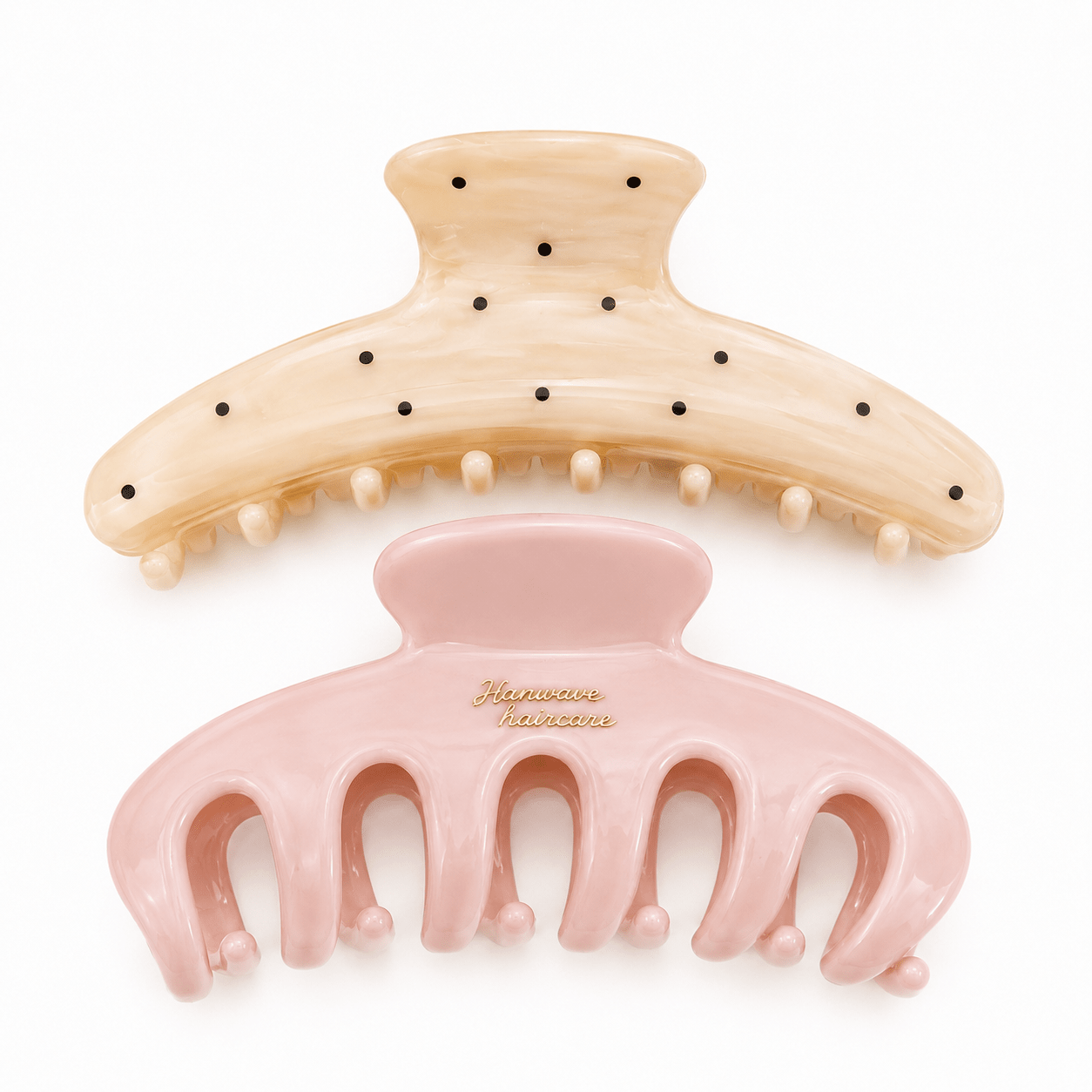 Pink and Polkadot hair clips set 2 pcs