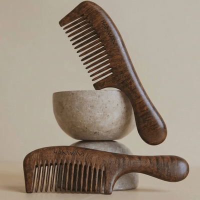 Wooden Fine - Tooth Comb for Normal Hair Styling and Scalp Massage - Heol Cosmetics UG